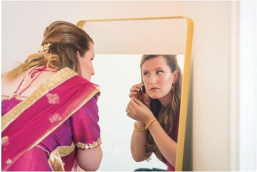 Bride getting ready at Engagement Party at Liberty Station by Color Shot Studio
