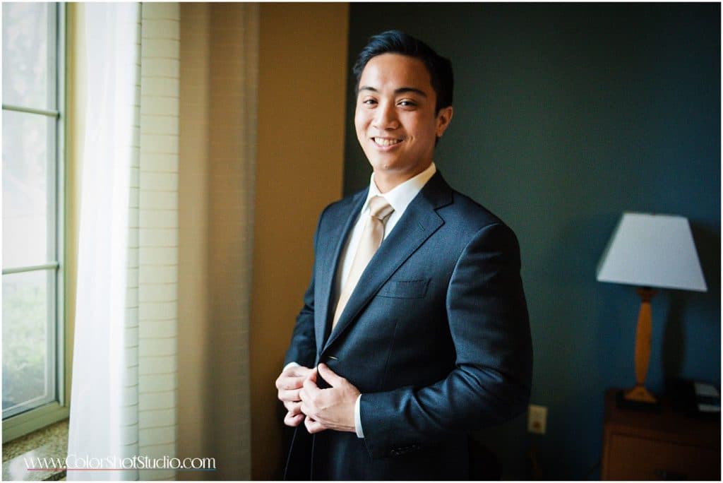 Groom getting ready