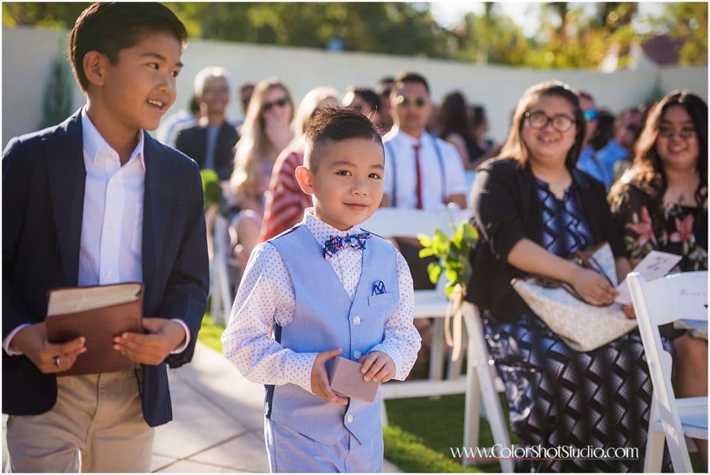 Ring bearer walking down the aisle