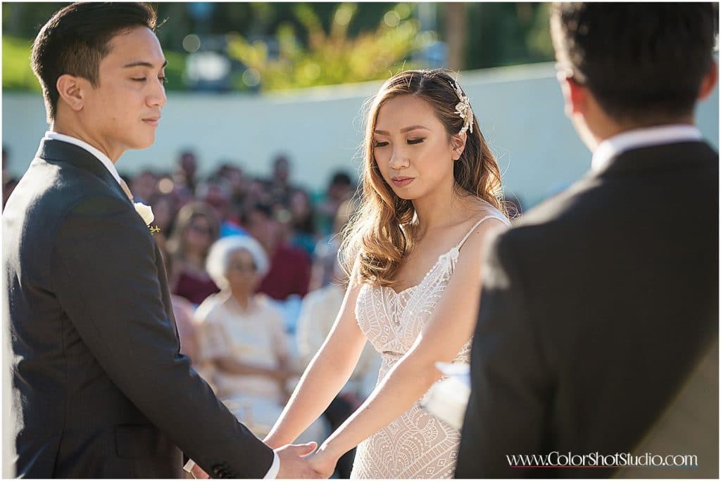 Bride and groom praying