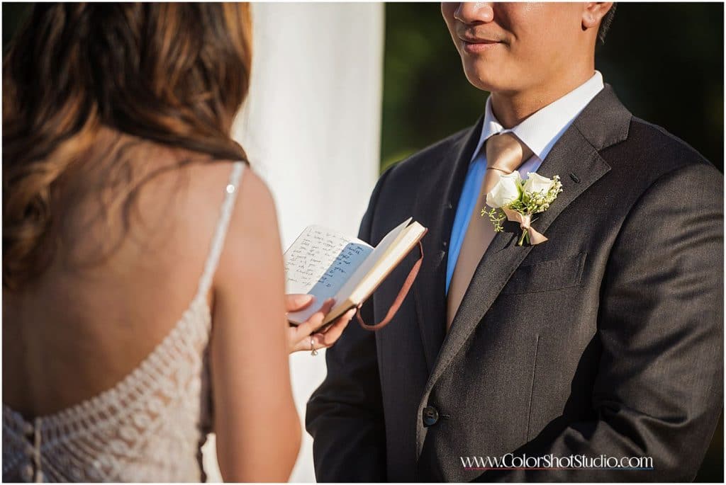 Bride reading her vows