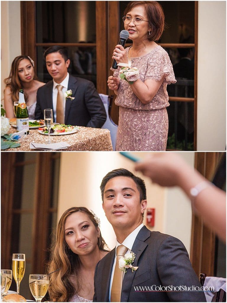 Brides mom raising a toast