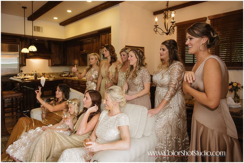 Bride's maids reactions Omni la costa resort wedding photography by color shot studio