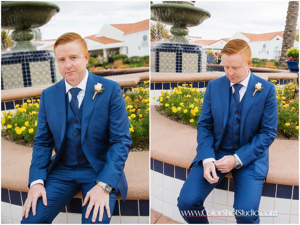 Groom getting ready Omni la costa resort wedding photography by color shot studio