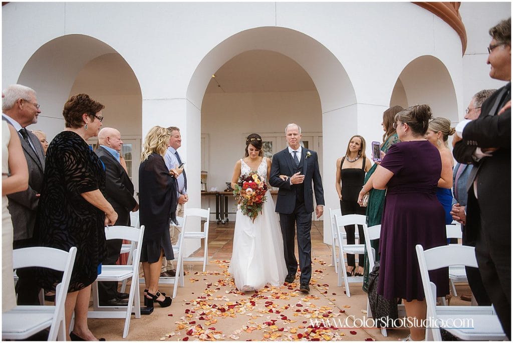 Bride walking down the isle Omni la costa resort wedding photography by color shot studio