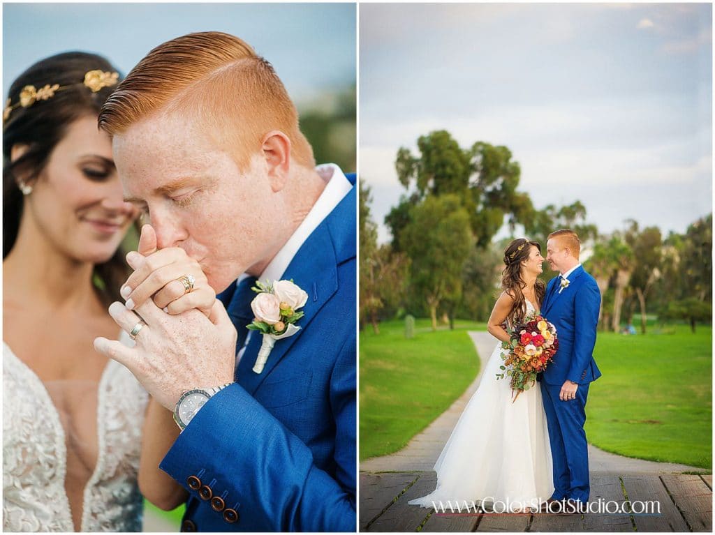 Bride and groom portraits Omni la costa resort wedding photography by color shot studio