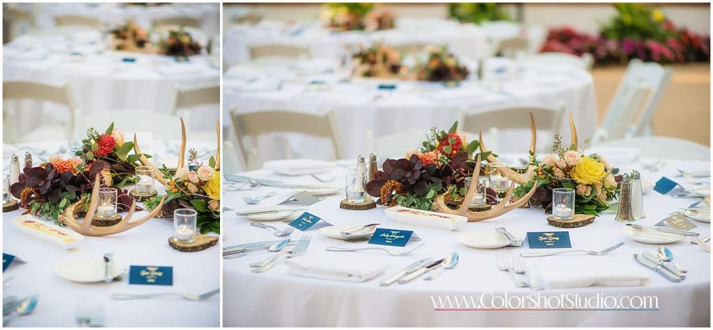 Wedding reception dinner table details