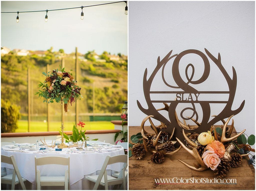 Wedding reception dinner table details Omni la costa resort wedding photography by color shot studio
