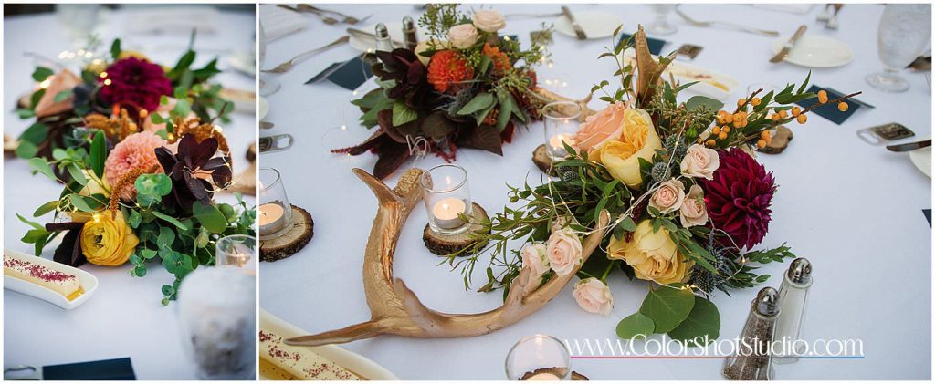 Wedding reception dinner table details