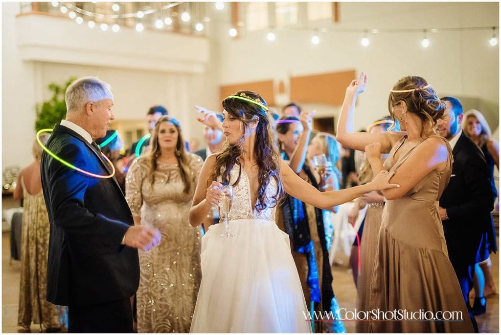 Bride dancing during the reception Omni la costa resort wedding photography by color shot studio
