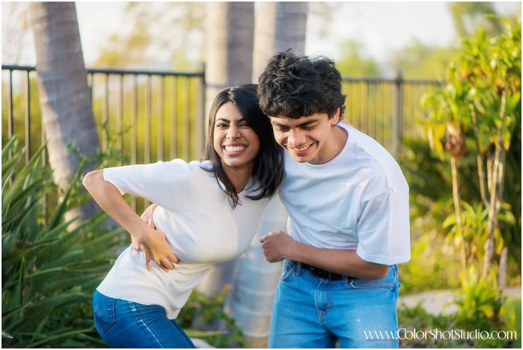 brother sister laughing